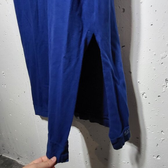 Blue Fish Painted Maxi Dress Size Small Lagenlook Linen Beach Art to Wear Summer - Picture 9 of 11